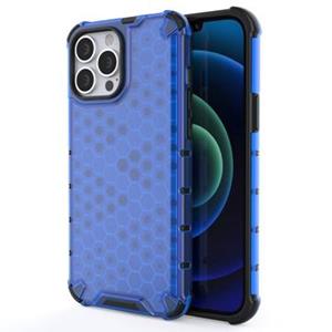 Honeycomb Armored iPhone 14 Pro Max Hybrid Hoesje - Blauw