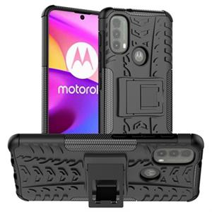 Anti-Slip Motorola Moto E20/E30/E40 Hybride Hoesje met Standaard - Zwart
