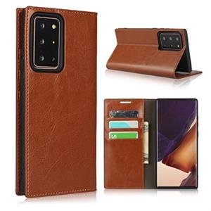 Samsung Galaxy Note20 Ultra Leren Wallet Hoesje met Statief - Bruin
