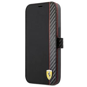 Ferrari On Track Carbon Stripe iPhone 13 Mini Portemonnee Hoesje - Zwart