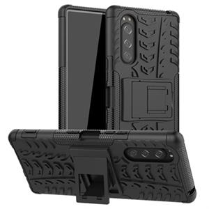 Anti-Slip Sony Xperia 5 Hybrid Case met Standaard - Zwart