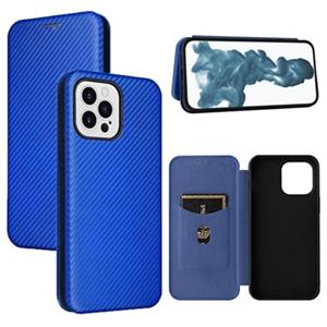 iPhone 14 Pro Flip Case - Koolstofvezel - Blauw