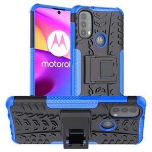 Anti-Slip Motorola Moto E20/E30/E40 Hybride Hoesje met Standaard - Blauw / Zwart