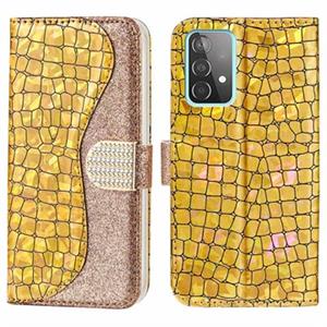 Croco Bling Serie Samsung Galaxy A33 5G Wallet Case - Goud