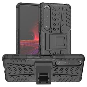 Antislip Sony Xperia 1 III Hybrid Case met Standaard - Zwart