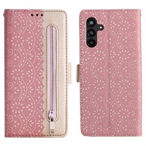 Kanten Patroon Samsung Galaxy A13 5G Portemonnee Hoesje - Roze