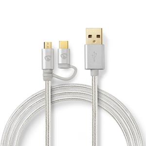 Nedis 2-in-1-kabel - Aluminium - 2.00 M