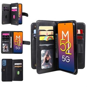 Multi-Card Slot Samsung Galaxy M52 5G Wallet Case - Zwart