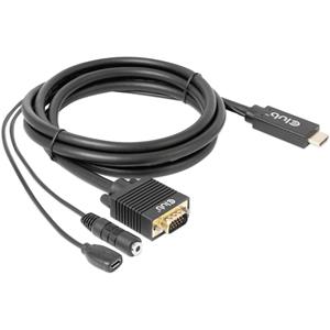 club3D HDMI / Jackplug / USB-micro-B / VGA Adapterkabel HDMI-A stekker, Jackplug-bus 3,5 mm, USB-micro-B bus, VGA-stekker 15-polig 2 m Zwart CAC-1712 High