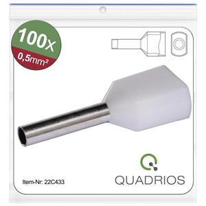 Quadrios 22C433 Zwillings-Aderendhülse 0.5mm² Teilisoliert Weiß 1 Set