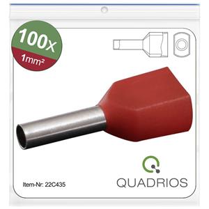 Quadrios 22C435 Zwillings-Aderendhülse 1mm² Teilisoliert Rot 1 Set