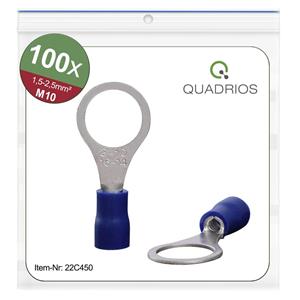 Quadrios 22C450 Ringkabelschuh Querschnitt (max.)=2.5mm² Loch-Ø=10.5mm Teilisoliert Blau 1 Set