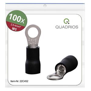 Quadrios 22C452 Ringkabelschuh Querschnitt (max.)=4.0mm² Loch-Ø=5.3mm Teilisoliert Schwarz 1 Set