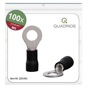 Quadrios 22C453 Ringkabelschuh Querschnitt (max.)=4.0mm² Loch-Ø=6.5mm Teilisoliert Schwarz 1 Set