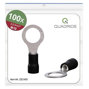 Quadrios 22C455 Ringkabelschuh Querschnitt (max.)=4.0mm² Loch-Ø=10.5mm Teilisoliert Schwarz 1 Set