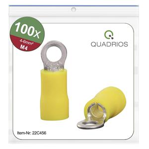 Quadrios 22C456 Ringkabelschoen Dwarsdoorsnede (max.): 6.0 mm² Gat diameter: 4.3 mm Deels geïsoleerd Geel 1 set(s)