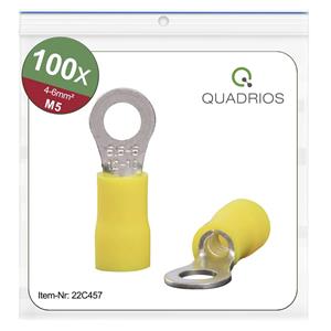 Quadrios 22C457 Ringkabelschoen Dwarsdoorsnede (max.): 6.0 mm² Gat diameter: 5.3 mm Deels geïsoleerd Geel 1 set(s)