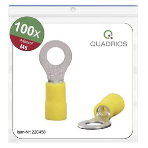 Quadrios 22C458 Ringkabelschuh Querschnitt (max.)=6.0mm² Loch-Ø=6.5mm Teilisoliert Gelb 1 Set