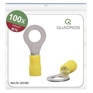 Quadrios 22C460 Ringkabelschuh Querschnitt (max.)=6.0mm² Loch-Ø=10.5mm Teilisoliert Gelb 1 Set