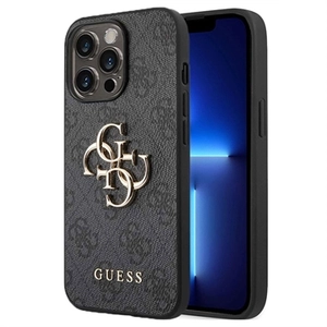Guess 4G Metal Logo Back Cover für das iPhone 14 Pro - Grau