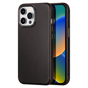 Dux Ducis Naples iPhone 14 Pro Leren Gecoate Case - Coffee