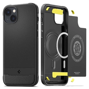 Spigen Rugged Armor Backcover MagSafe für das iPhone 14 - Schwarz