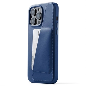 Mujjo Leather Wallet Case iPhone 14 Pro Max blue