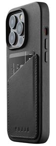 Mujjo Full Leder iPhone 14 Pro Wallet Cover - Zwart