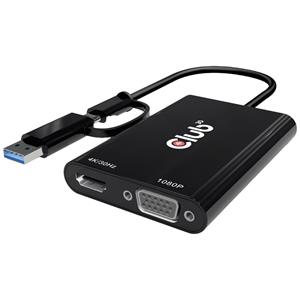 Club 3D USB Gen1 Type-C/-A to Dual HDMI (4K/30Hz) / VGA (1080/60Hz)