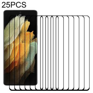 Huismerk For Samsung Galaxy S21 Ultra 5G 25 PCS Full Glue 9H HD 3D Curved Edge Tempered Glass Film(Black)