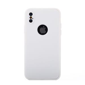 Huismerk Voor iPhone X Pure kleur siliconen 360 volledige beschermende back cover Case(White)