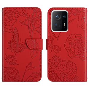 huismerk Voor Xiaomi Mi Mix 4 Skin Feel Butterfly Peony reliëf lederen telefoonhoesje