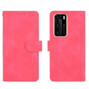 huismerk Voor Huawei P40 Solid Color Skin Feel Magnetic Buckle Horizontale Flip Kalf Texture PU Lederen case met Holder & Card Slots & Wallet(Rose Red)