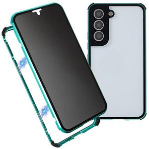 huismerk For Samsung Galaxy S22 5G Anti-peeping Magnetic Double-sided Tempered Glass Phone Case(Green)