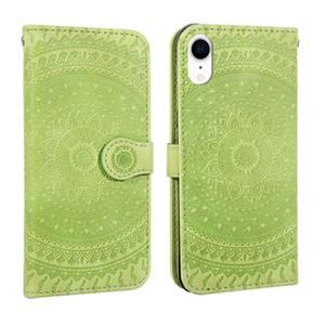Huismerk Voor iPhone XR ingedrukt afdrukken patroon horizontale Flip PU lederen draagtas met houder & kaartsleuven & portemonnee & & Lanyard (groen)