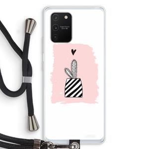 CaseCompany Zwart-wit cactus: Samsung Galaxy S10 Lite Transparant Hoesje met koord