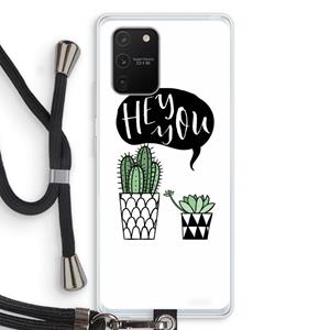 CaseCompany Hey you cactus: Samsung Galaxy S10 Lite Transparant Hoesje met koord