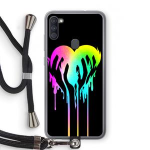 CaseCompany Hold My Heart: Samsung Galaxy A11 Transparant Hoesje met koord