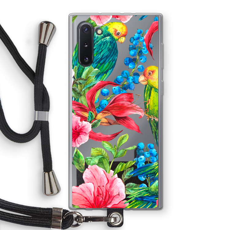 Papegaaien: Samsung Galaxy Note 10 Transparant Hoesje met koord