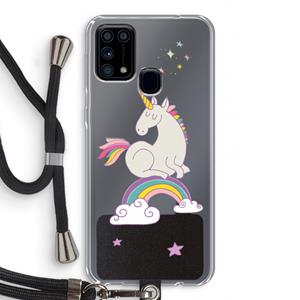 Regenboog eenhoorn: Samsung Galaxy M31 Transparant Hoesje met koord