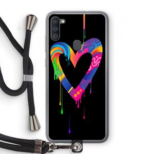 CaseCompany Melts My Heart: Samsung Galaxy A11 Transparant Hoesje met koord