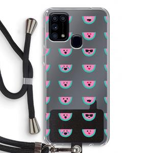 CaseCompany Smiley watermeloenprint: Samsung Galaxy M31 Transparant Hoesje met koord