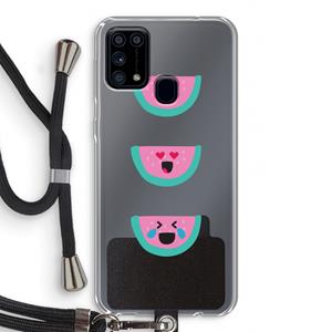 CaseCompany Smiley watermeloen: Samsung Galaxy M31 Transparant Hoesje met koord