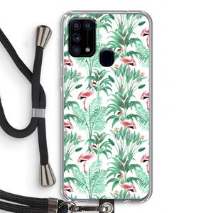 CaseCompany Flamingo bladeren: Samsung Galaxy M31 Transparant Hoesje met koord