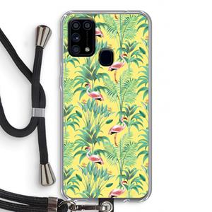 CaseCompany Flamingo party: Samsung Galaxy M31 Transparant Hoesje met koord