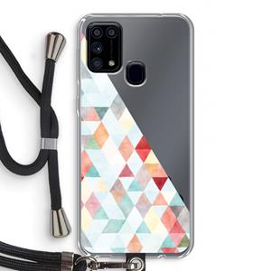 CaseCompany Gekleurde driehoekjes pastel: Samsung Galaxy M31 Transparant Hoesje met koord