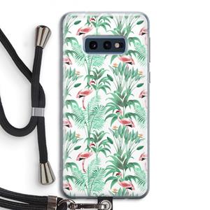 CaseCompany Flamingo bladeren: Samsung Galaxy S10e Transparant Hoesje met koord