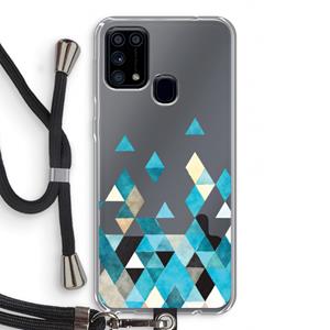 CaseCompany Gekleurde driehoekjes blauw: Samsung Galaxy M31 Transparant Hoesje met koord