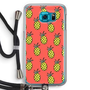 CaseCompany Ananas: Samsung Galaxy S6 Transparant Hoesje met koord