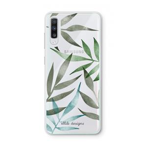 CaseCompany Tropical watercolor leaves: Samsung Galaxy A70 Transparant Hoesje